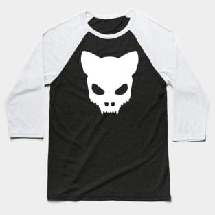 Devil Cat’s Skull in White Baseball T-Shirt